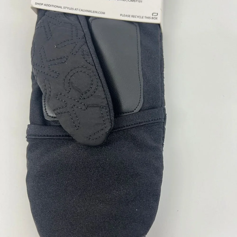 Calvin Klein CK Women's‎ Mittens Black Quilted Logo Size Small